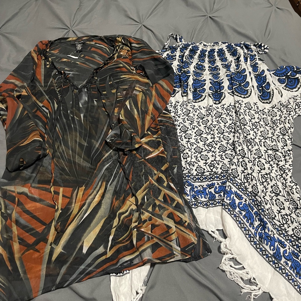 Cejon Women's Blouses - Black and Blue Prints